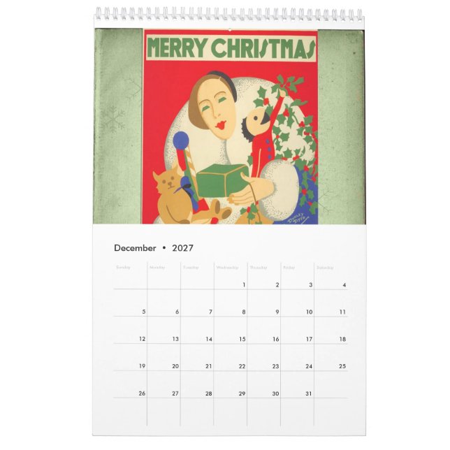 calendrier mural des années 1930 (Dec 2027)