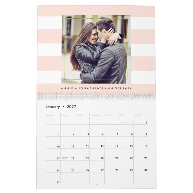 Calendrier Mural Des rayures modernes à la mode avec vos photos (Jan 2027)