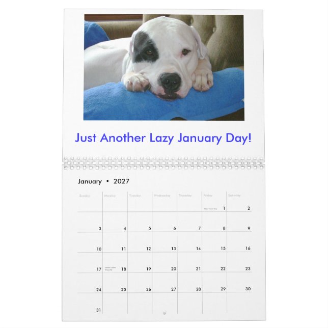 Calendrier Mural Dogo argentin (Jan 2027)