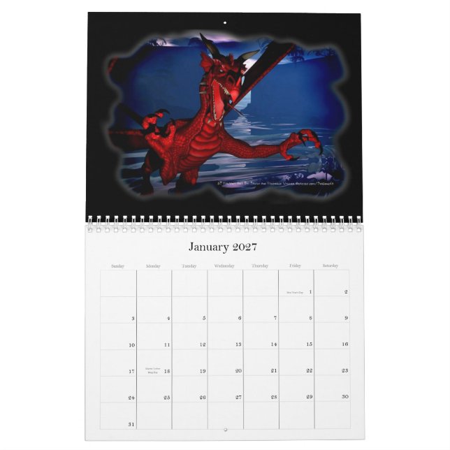 Calendrier Mural DragonCat Designs 2009 3D Dragons (Jan 2027)