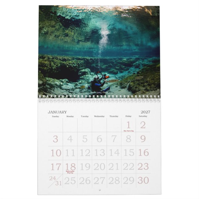 Calendrier Mural Édition 2009 sous-marine de voyages (Jan 2027)