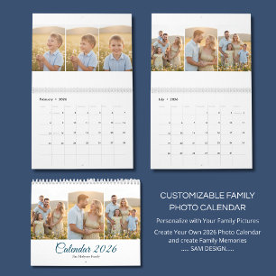 Calendrier mural élégant et personnalisé de souven