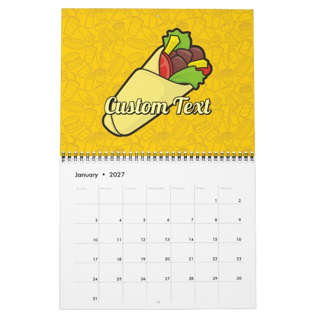 Calendrier Mural Emballage de sandwich tortilla (Jan 2027)