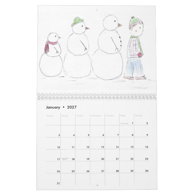 Calendrier Mural Enfants de fabrication domestique (Jan 2027)