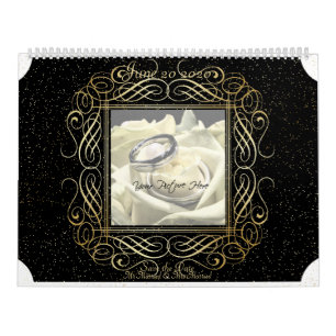 Calendrier Mural Enregistrer la date Elegant Gold Foil Dots Look Sc