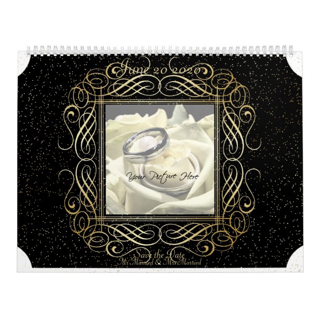 Calendrier Mural Enregistrer la date Elegant Gold Foil Dots Look Sc (Protection)