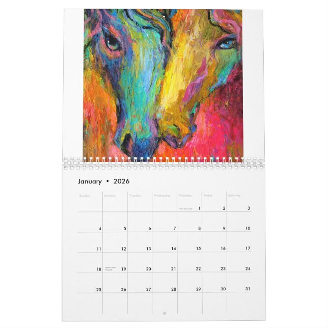 Calendrier mural équin d'art de cheval Svetlana (Jan 2026)