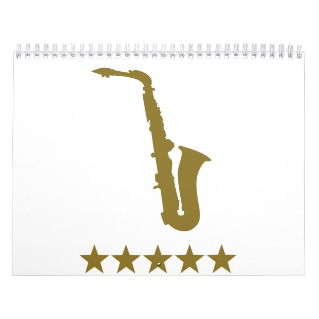 Calendrier Mural Étoiles d'or de saxophone (Protection)