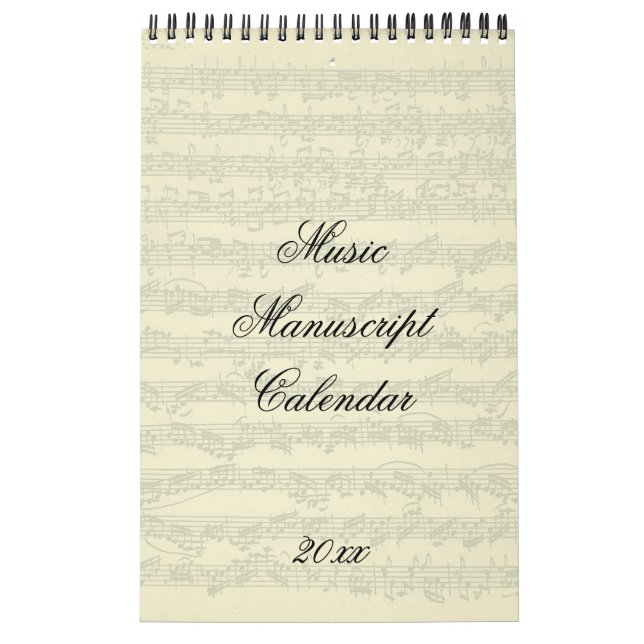Calendrier Mural Extraits du manuscrit de musique Année en cours (Protection)