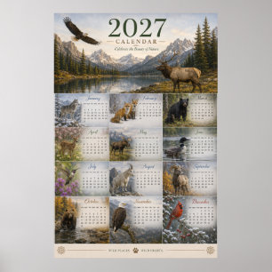 Calendrier mural faune 2027 Poster