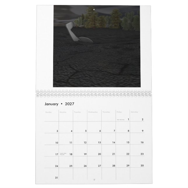 Calendrier Mural Fin du compte du monde vers le bas (Jan 2027)