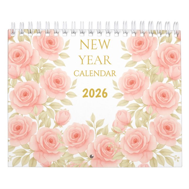 Calendrier mural floral aquarelle de luxe 2026 (Protection)