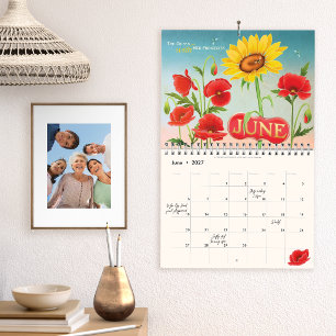 Calendrier mural floral coloré 2027, Art nouveau