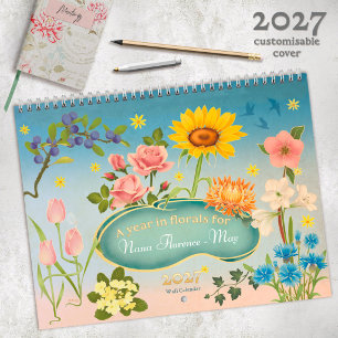 Calendrier mural floral coloré 2027, Art nouveau