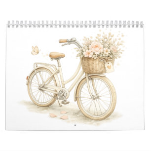 Calendrier mural floral de vélo vintage