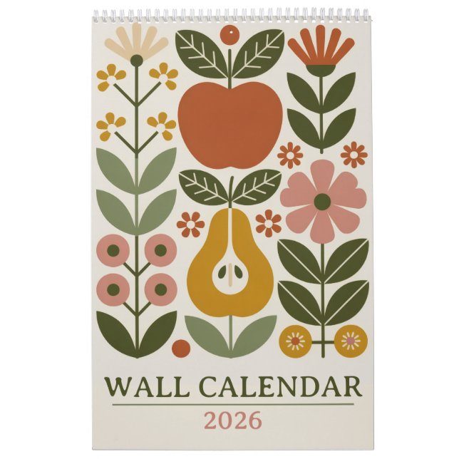 Calendrier mural floral moderne du milieu du XXe s (Protection)