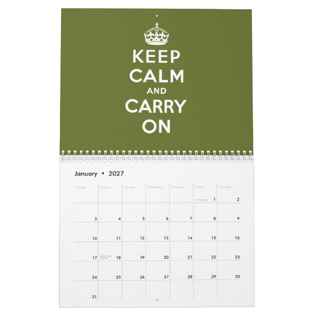 Calendrier Mural Gardez le calme et continuez (Jan 2027)