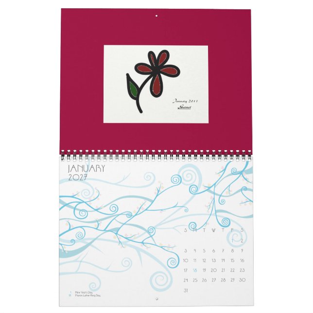 Calendrier Mural Gemmes de fleur (Jan 2027)
