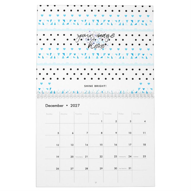 Calendrier Mural Géométrie bleue (Dec 2027)