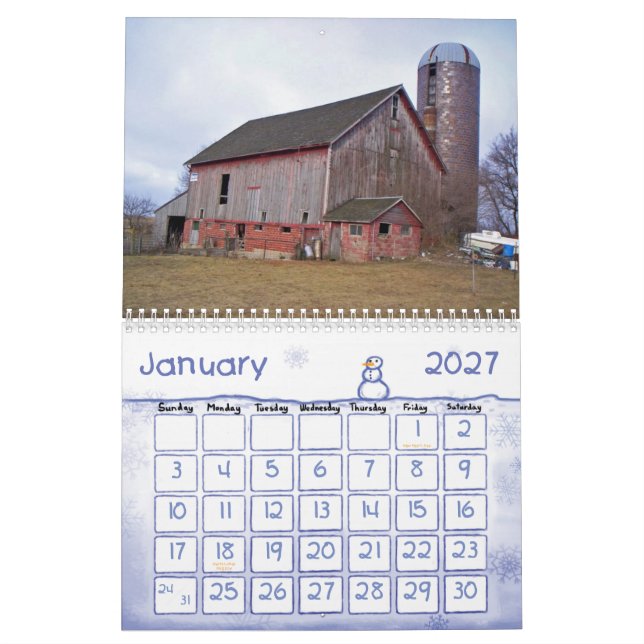 Calendrier Mural Granges de l'Iowa du nord (Jan 2027)