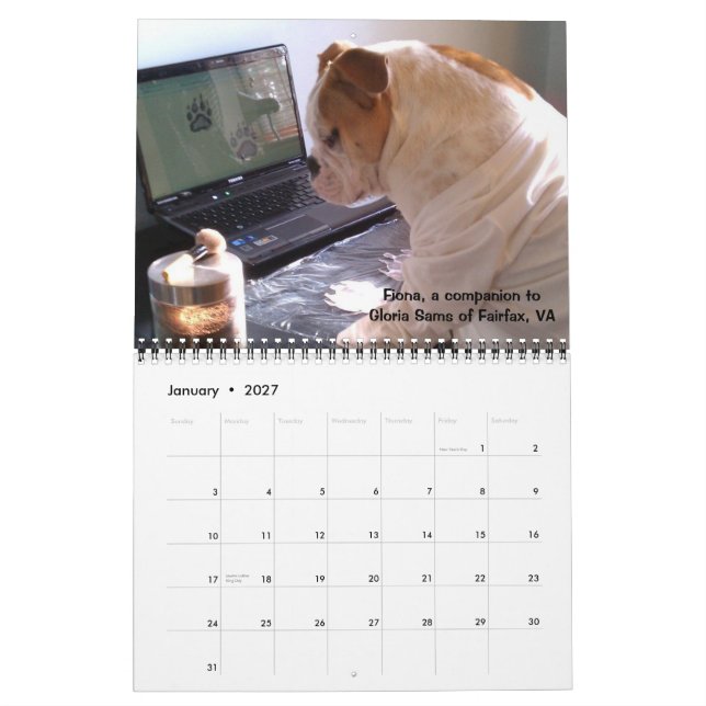 Calendrier Mural Griffe supérieure : Cannette de fil canine du (Jan 2027)