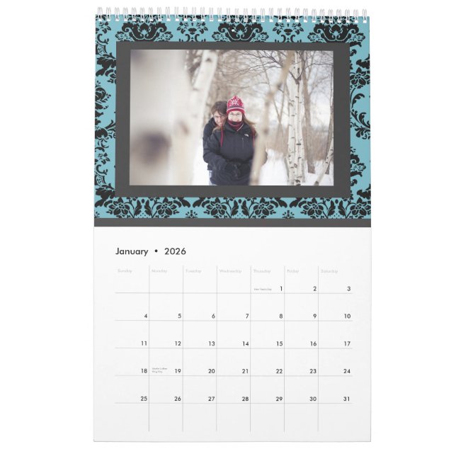 Calendrier Mural Guestbook de photo de signature de monogramme de (Jan 2026)