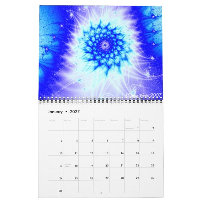 Calendrier Mural Guirlande de cuivre, fractales, 2007 (Jan 2027)