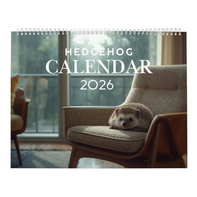 Calendrier mural Hérisson 2026 | 12 Mois (Protection)