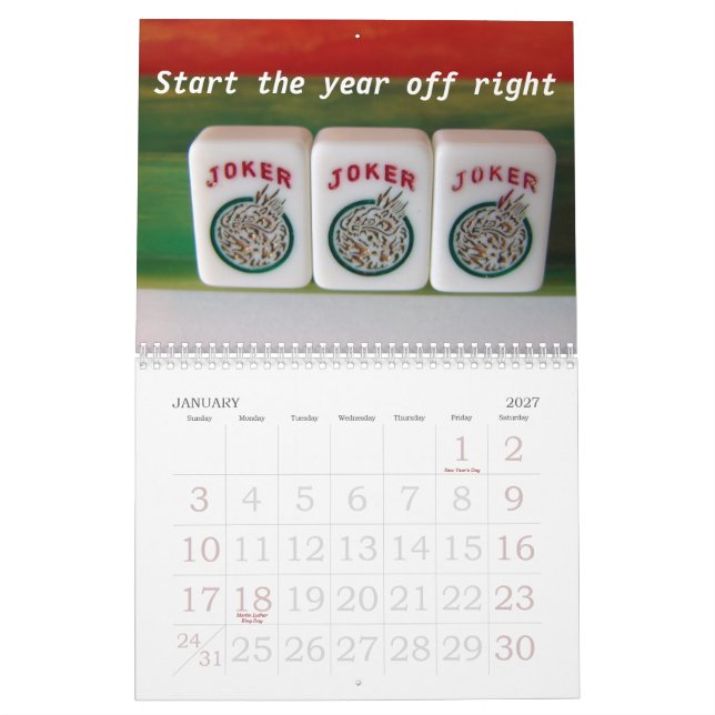 Calendrier Mural Heure-milliampère-Jongg amants 2011 (Jan 2027)