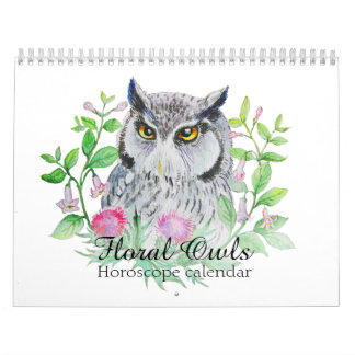 Calendrier Mural Hiboux floraux votre signe d'horoscope de fleur