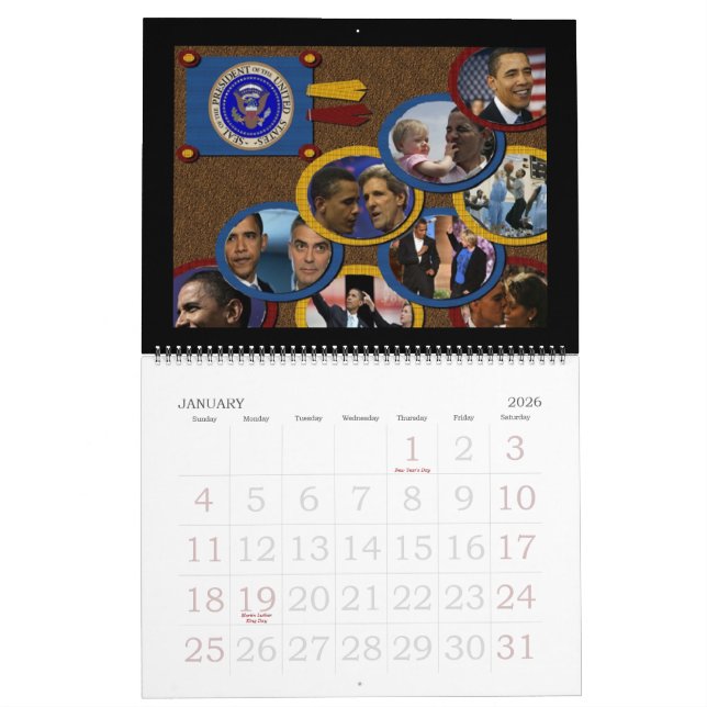 Calendrier Mural HISTOIRE DU RÉPERTOIRE DU RÉSEAU DU Président Obam (Jan 2026)