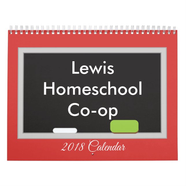 Calendrier Mural Homeschool Co op Chalkboard sur Red Arrière - plan (Protection)