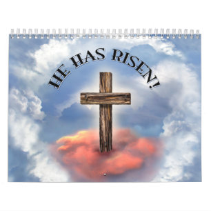 Calendrier Mural Il Est Ressuscité Croix Rugueuse Avec Nuages