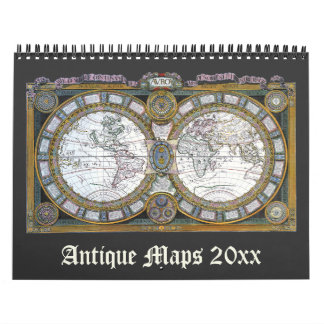 Calendrier Mural Illustration vintage Cartes du monde antique