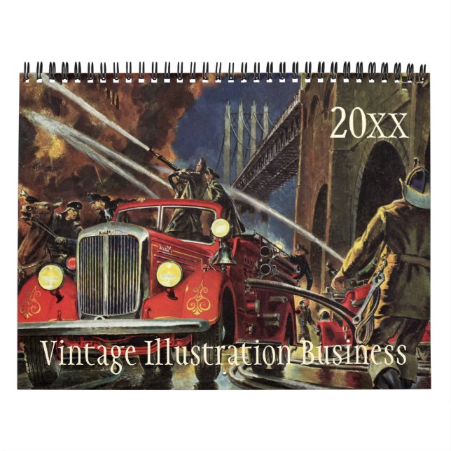 Calendrier Mural Illustration vintage Emplois et professions (Protection)