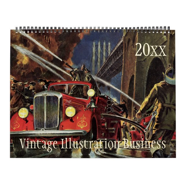 Calendrier Mural Illustration vintage Emplois et professions (Protection)