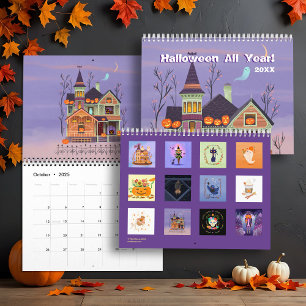 Calendrier mural illustré d'Halloween toute l'anné