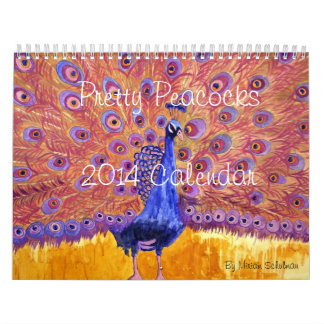Calendrier mural imprimé par paon d'art 2014