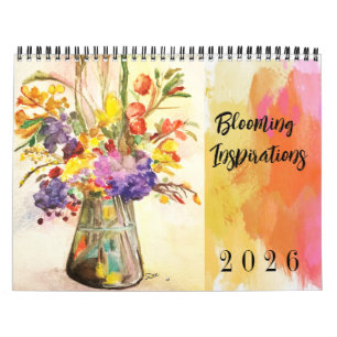 Calendrier mural inspirant de 2 pages en fleurs