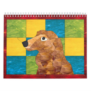 Calendrier Mural J'aime les teckels miniatures de longs cheveux