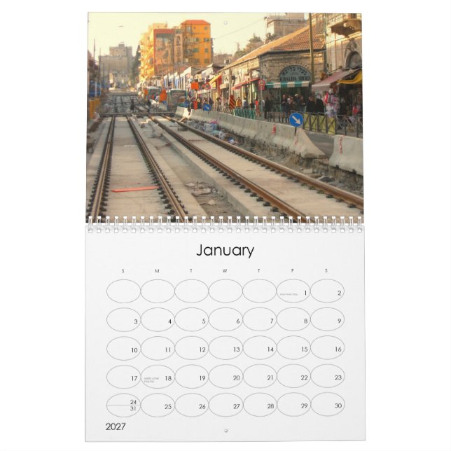 Calendrier Mural Jérusalem moderne (Jan 2027)