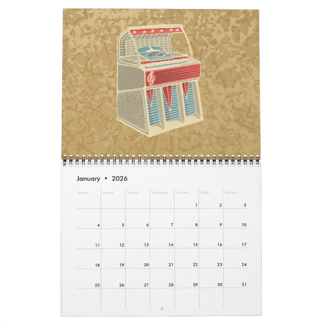 Calendrier Mural Juke-box (Jan 2026)