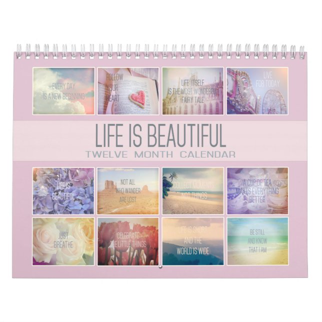 Calendrier Mural La Vie Est Une Belle Inspiration | Photos Pastel (Protection)