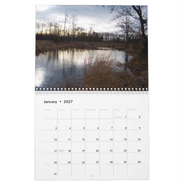 Calendrier Mural Lacs, rivières, étangs dans le nord-ouest (Jan 2027)