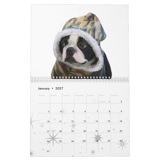 Calendrier Mural L'amour est Boston (Jan 2027)