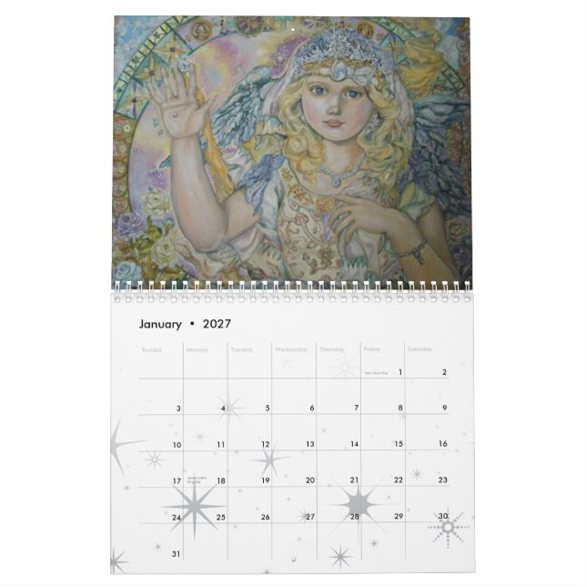 Calendrier Mural L'ange de l'horloge de quartz rose (Jan 2027)