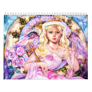 Calendrier Mural L'ange de l'horloge de quartz rose