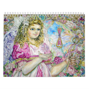 Calendrier Mural L'ange de l'horloge de quartz rose