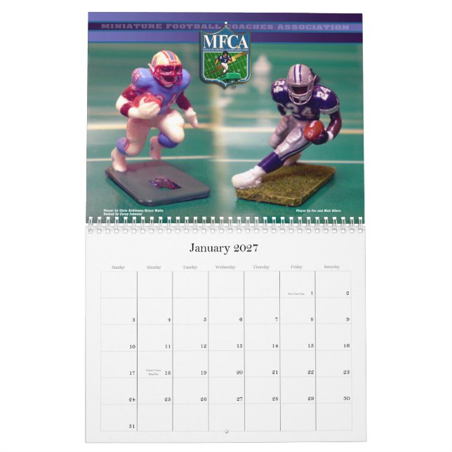 Calendrier Mural Le football de miniature de MFCA 2009 (Jan 2027)