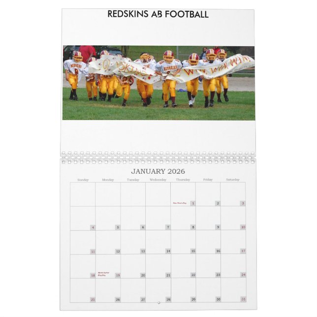 Calendrier Mural Le football de Peaux Rouges d'ab (Jan 2026)
